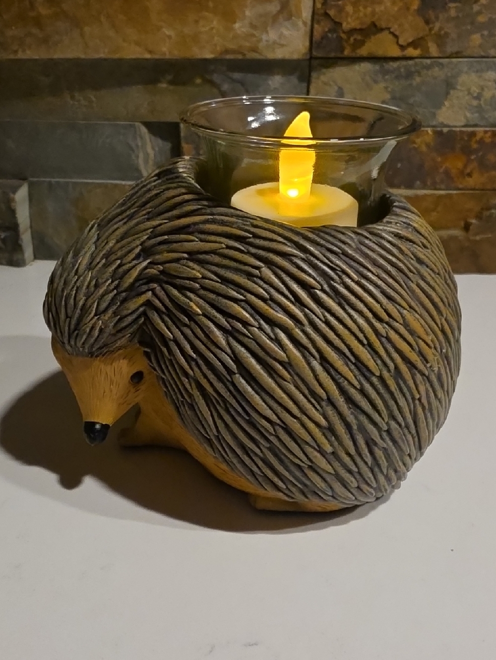 PartyLite Brown Hedgehog Tea Light Candle Holder